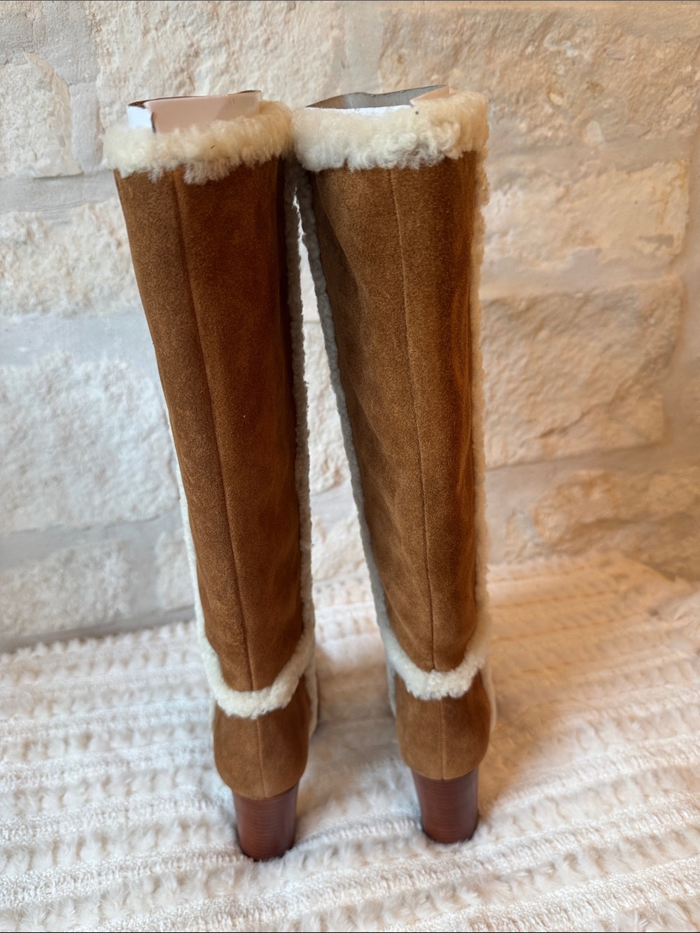 Lauren Ralph Lauren Chestnut Suede Tall Shearling-Trim Boots (Gorgeous) - Picture 6 of 11